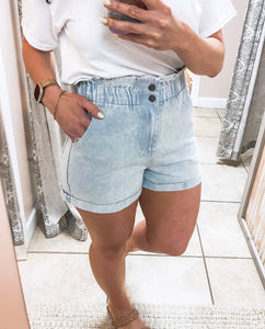 Paperbag Denim Shorts