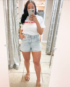 Paperbag Denim Shorts